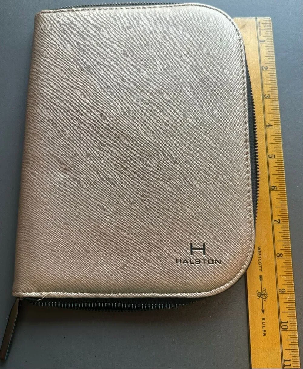 Halston Vintage Jewelry Case Gold New no tags